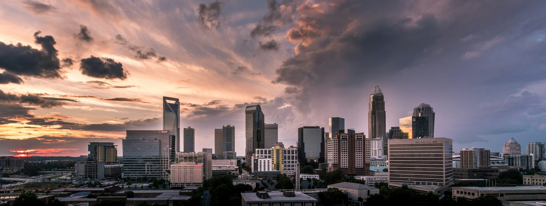 The Charlotte skyline at dusk